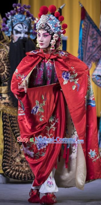 Chinese Beijing Opera Female General Apparels Yang Paifeng Costumes and Headpieces Traditional Peking Opera Martial Lady Dress Woman Soldier Armor Garment