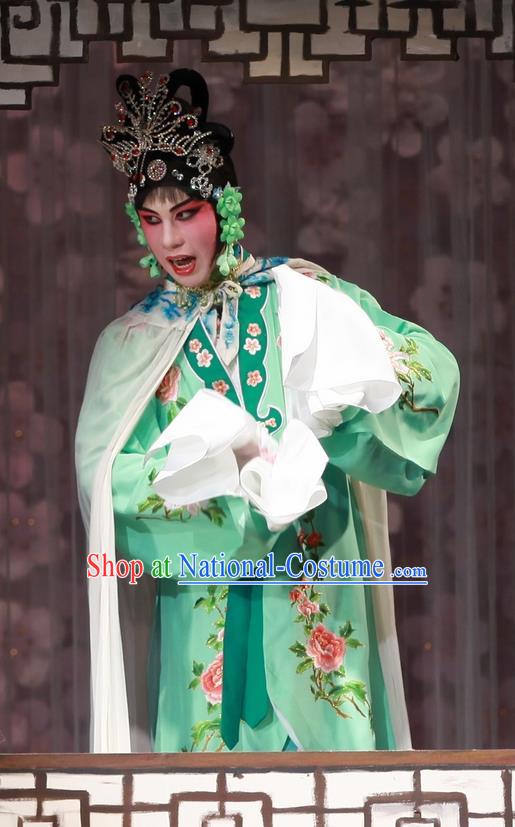 Chinese Beijing Opera Noble Concubine Apparels Lv Zhu Zhui Lou Costumes and Headpieces Traditional Peking Opera Hua Tan Dress Young Female Garment