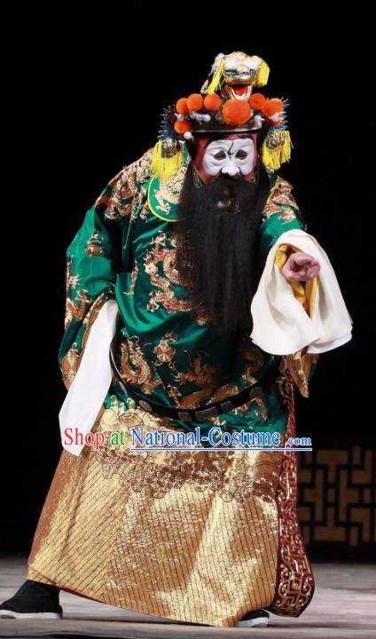 Jiang You Guan Chinese Peking Opera General Ma Miao Garment Costumes and Headwear Beijing Opera Jing Role Apparels Military Officer Clothing