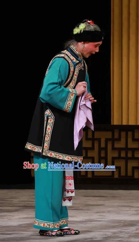 Chinese Beijing Opera Woman Matchmaker Apparels Huo Xiaoyu Costumes and Headpieces Traditional Peking Opera Elderly Female Dress Garment