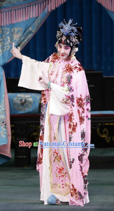 Chinese Beijing Opera Actress Apparels Hua Tan Huo Xiaoyu Costumes and Headpieces Traditional Peking Opera Young Female Pink Dress Garment