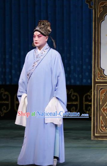 Huo Xiaoyu Chinese Peking Opera Xiaosheng Young Male Garment Costumes and Headwear Beijing Opera Childe Apparels Scholar Li Yi Clothing