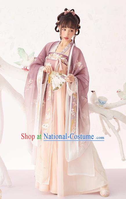 Chinese Traditional Song Dynasty Court Princess Historical Costumes Ancient Royal Infanta Nobility Lady Hanfu Dress Garment Complete Set