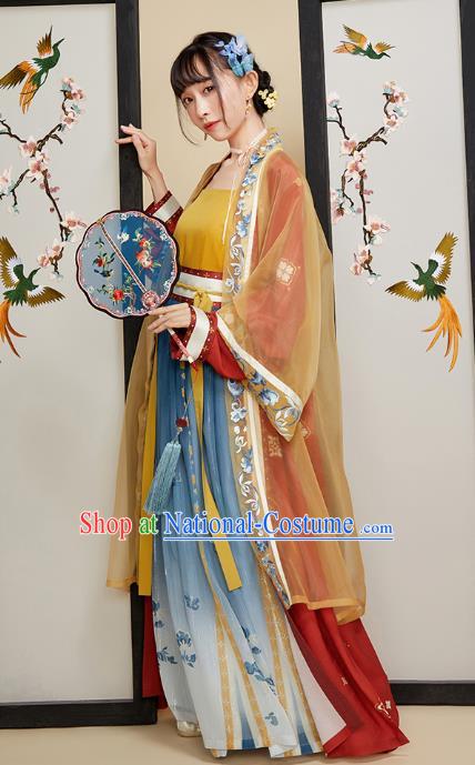 Chinese Ancient Young Lady Hanfu Dress Traditional Song Dynasty Nobility Female Historical Costumes Embroidered Garment for Women