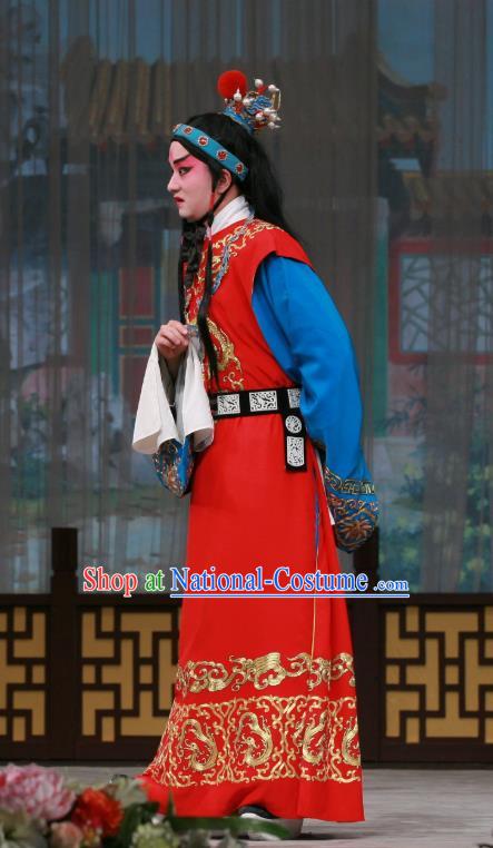 Wu Zetian Chinese Peking Opera Xiaosheng Garment Costumes and Headwear Beijing Opera Young Male Apparels Crown Prince Li Xian Clothing