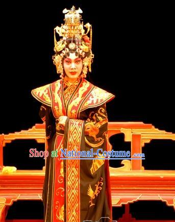 Chinese Beijing Opera Actress Apparels Costumes and Headdress Traditional Peking Opera Empress Dress Queen Wu Zetian Garment