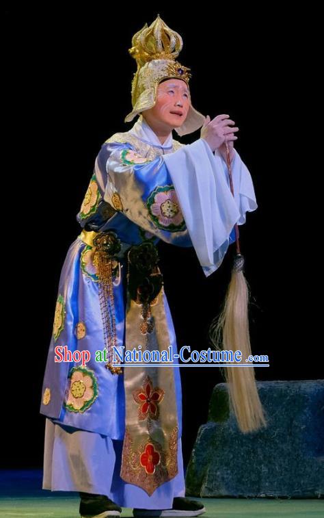 Love of Guan Yin Chinese Peking Opera Court Servant Garment Costumes and Headwear Beijing Opera Old Man Apparels Eunuch Clothing