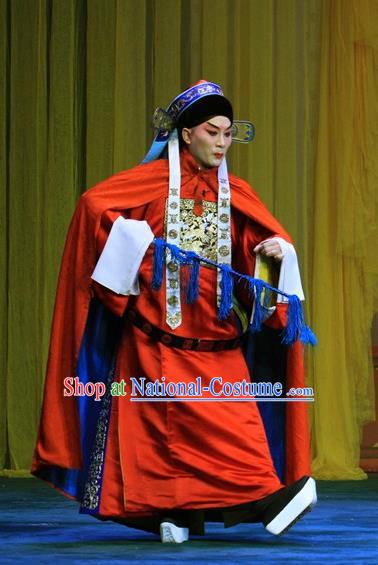 Mu Hu Guan Chinese Peking Opera Young General Zhang Bao Garment Costumes and Headwear Beijing Opera Wusheng Apparels Martial Male Clothing