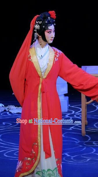 Chinese Beijing Opera Bride Qu Xiuxiu Apparels A Love Beyond Costumes and Headdress Traditional Peking Opera Hua Tan Dress Servant Girl Garment