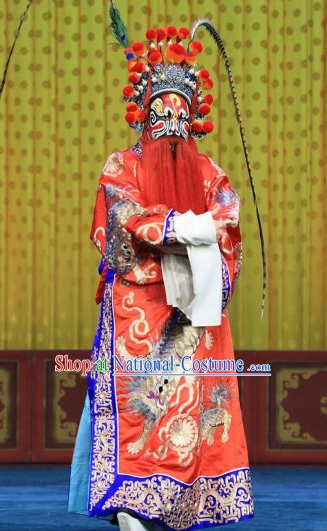 Bai Liang Guan Chinese Peking Opera Lord Garment Costumes and Headwear Beijing Opera Elderly Male Apparels General Yuchi Gong Clothing