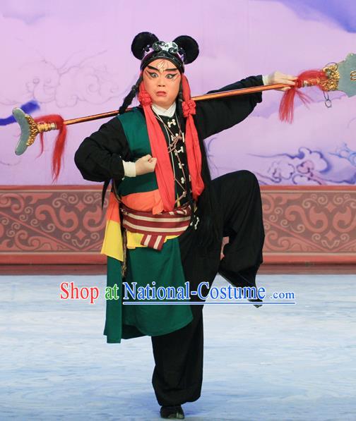 Ju Da Gang Chinese Peking Opera Wusheng Garment Costumes and Headwear Beijing Opera Martial Male Apparels Swordsman Clothing