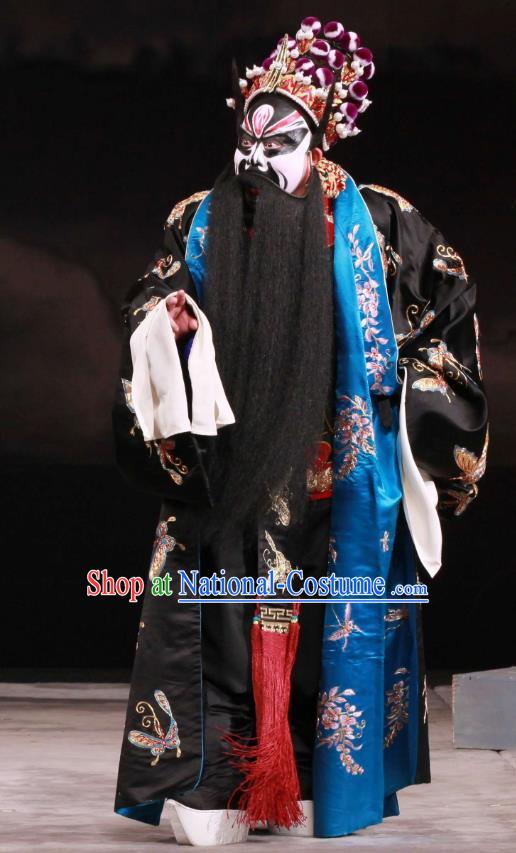 Feng Yu Xing Huang Qi Chinese Peking Opera Martial Male Garment Costumes and Headwear Beijing Opera Wusheng Apparels Swordsman Li Kui Clothing