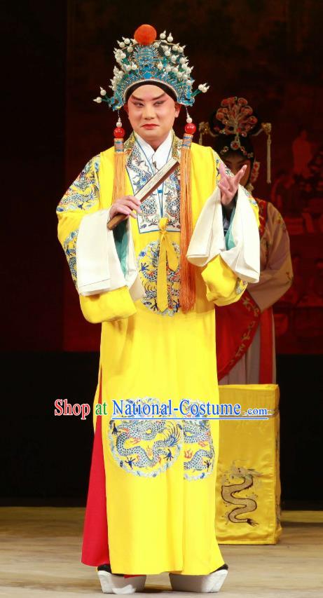 Feng Yu Xing Huang Qi Chinese Peking Opera Xiaosheng Garment Costumes and Headwear Beijing Opera Young Male Apparels Emperor Huizong Clothing