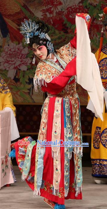 Chinese Beijing Opera Imperial Consort Qi Ji Apparels Fish and Algae Palace Costumes and Headdress Traditional Peking Opera Hua Tan Dress Young Female Garment