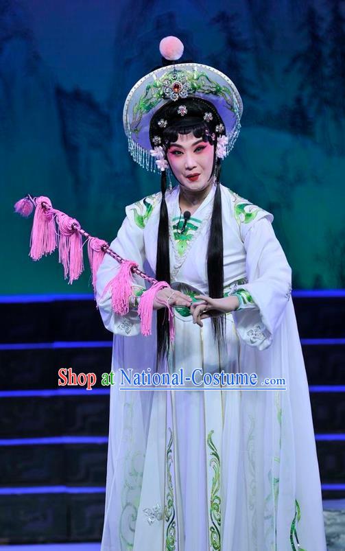 Chinese Beijing Opera Young Female Apparels Qi Nv Wu Rong Costumes and Headdress Traditional Peking Opera Country Woman Dress Garment