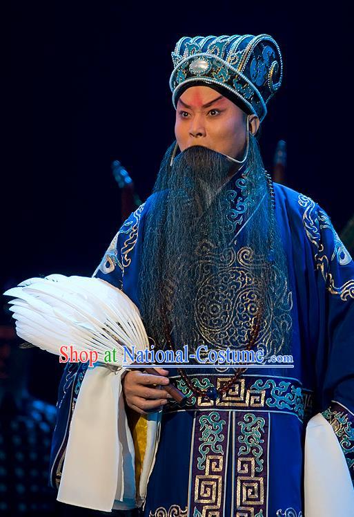 Lu Shui Yi Shan Chinese Peking Opera Laosheng Apparels Costumes and Headpieces Beijing Opera Elderly Male Garment Strategist Zhuge Liang Clothing