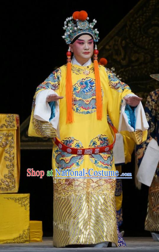 Man Jiang Hong Chinese Peking Opera Xiaosheng Apparels Costumes and Headpieces Beijing Opera Young Man Garment Emperor Gaozong Clothing