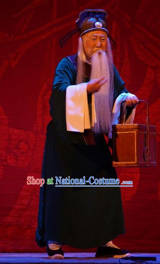 Man Jiang Hong Chinese Peking Opera Old Man Apparels Costumes and Headpieces Beijing Opera Elderly Servant Garment Clothing