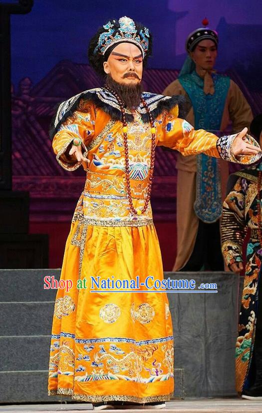 Princess Changping Chinese Peking Opera Emperor Garment Costumes and Headwear Beijing Opera Qing Dynasty Monarch Apparels Clothing