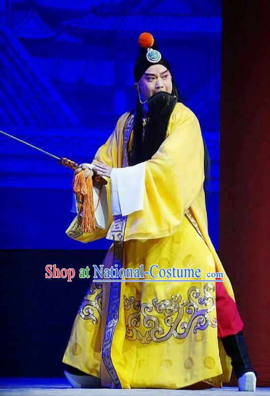 Princess Changping Chinese Peking Opera Emperor Chongzhen Garment Costumes and Headwear Beijing Opera Ming Dynasty Monarch Apparels Clothing