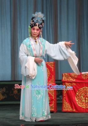 Chinese Beijing Opera Maidservant Garment The Dream Of Red Mansions Costumes and Hair Accessories Traditional Peking Opera Concubine Qiu Tong Dress Apparels