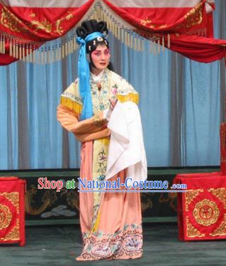 Chinese Beijing Opera Concubine You Erjie Garment The Dream Of Red Mansions Costumes and Hair Accessories Traditional Peking Opera Distress Maiden Dress Apparels