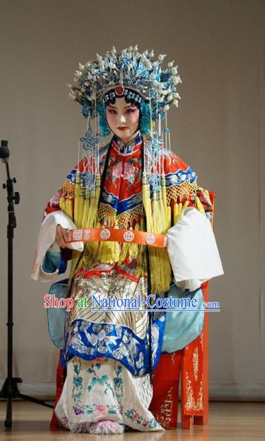 Chinese Beijing Opera Hua Tan Garment Zhu Lian Zhai Costumes and Hair Accessories Traditional Peking Opera Noble Queen Dress Actress Apparels