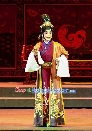 Chinese Beijing Opera Countess Apparels Anecdote of Jian An Costumes and Headdress Traditional Peking Opera Elderly Female Dress Dame Garment