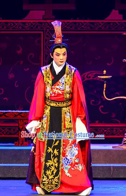 Anecdote of Jian An Chinese Peking Opera Young Male Garment Costumes and Headwear Beijing Opera Xiaosheng Apparels Scholar Dong Si Clothing