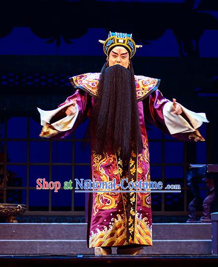 Anecdote of Jian An Chinese Peking Opera Chancellor Garment Costumes and Headwear Beijing Opera Elderly Male Apparels Prime Minister Cao Cao Clothing