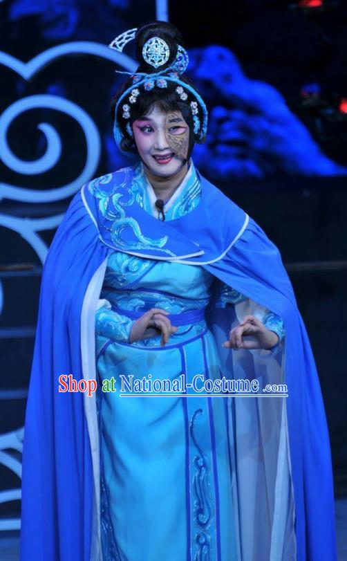 Chinese Beijing Opera Swordsman Apparels Qi Nv Wu Rong Costumes and Headdress Traditional Peking Opera Wudan Dress Martial Female Garment