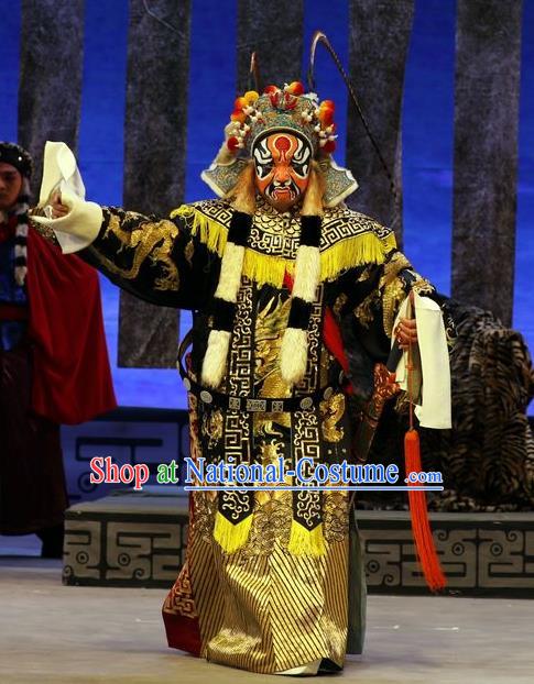 Zhan Hong Zhou Chinese Peking Opera Lord Garment Costumes and Headwear Beijing Opera Martial Male Apparels King Clothing