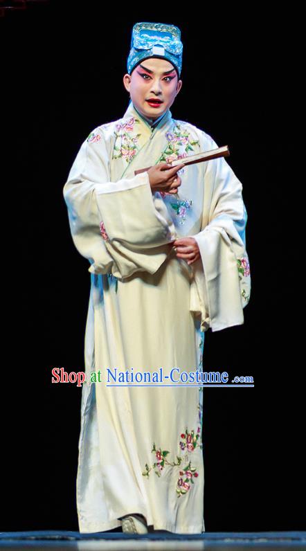 Xi Jiao Chinese Peking Opera Scholar Garment Costumes and Headwear Beijing Opera Young Male Apparels Xiaosheng Zhang Wenyuan Clothing