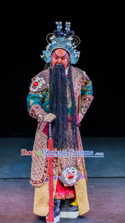 Chun Ri Yan Chinese Peking Opera General Fan Sheng Garment Costumes and Headwear Beijing Opera Military Officer Apparels Armor Clothing