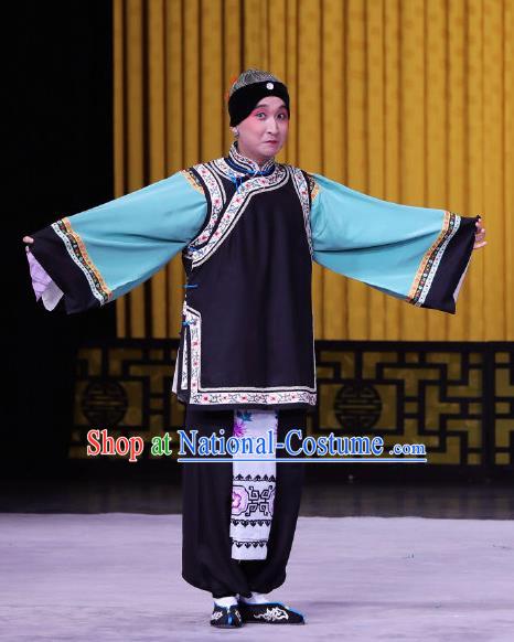 Chinese Beijing Opera Pantaloon Apparels Pu Qiu Mountain Costumes and Headdress Traditional Peking Opera Elderly Female Dress Dame Garment