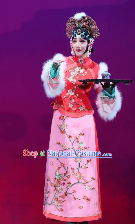 Chinese Beijing Opera Actress Apparels Mei Hua Zan Costumes and Headdress Traditional Peking Opera Princess Dress Hua Tan Noble Female Garment