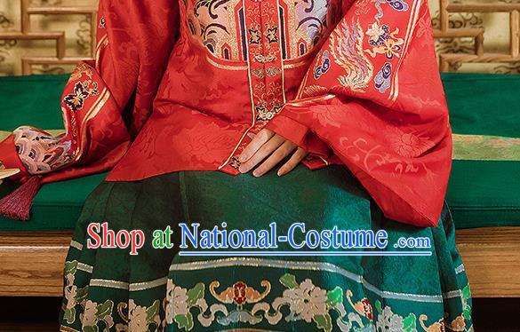 Traditional Chinese Ancient Bride Embroidered Hanfu Dress Garment Ming Dynasty Royal Princess Wedding Historical Costumes for Women