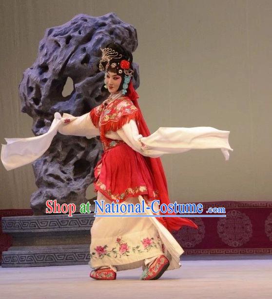 Chinese Beijing Opera Young Lady Garment Shen Ting Ling Costumes and Hair Accessories Traditional Peking Opera Hua Tan Dress Actress Apparels