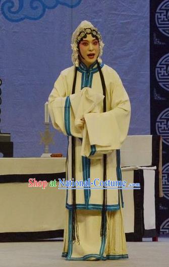 Chinese Beijing Opera Distress Maiden Garment Shen Ting Ling Costumes and Hair Accessories Traditional Peking Opera Diva Dress Tsing Yi Apparels