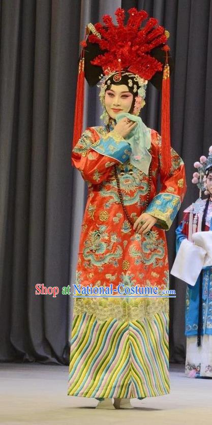 Chinese Beijing Opera Queen Garment Shen Ting Ling Costumes and Hair Accessories Traditional Peking Opera Court Lady Dress Hua Tan Apparels