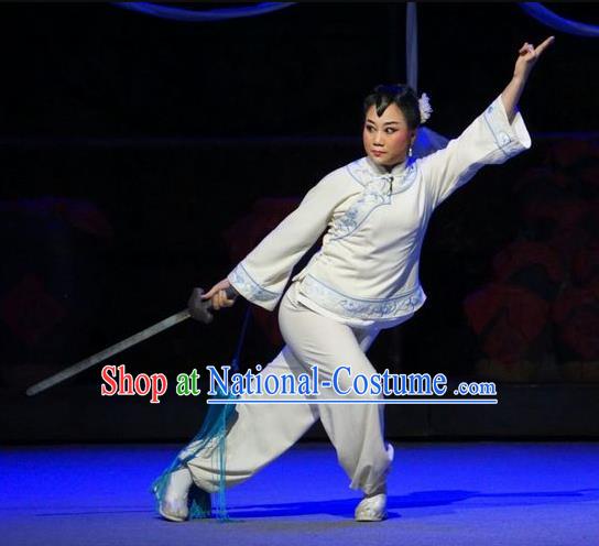 Chinese Beijing Opera Martial Female Garment Costumes and Hair Accessories Traditional Peking Opera Swordswoman Dress Apparels