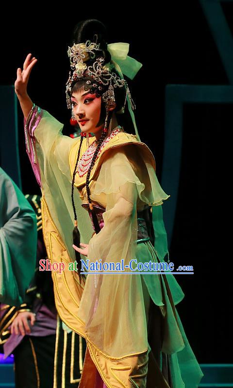 Chinese Beijing Opera Young Beauty Garment Xi Zi Zai Wang Costumes and Hair Accessories Traditional Peking Opera Actress Dress Hua Tan Apparels