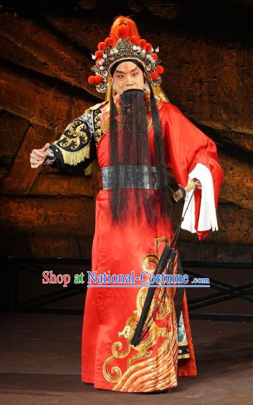 Wu Qi Chinese Peking Opera General Apparels Costumes and Headpieces Beijing Opera Martial Male Garment Military Officer Clothing