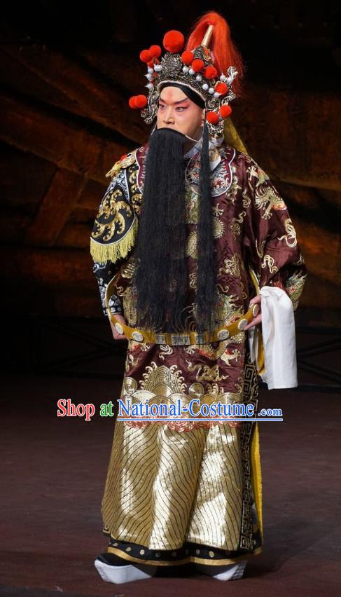 Wu Qi Chinese Peking Opera Martial Male Apparels Costumes and Headpieces Beijing Opera Military Officer Garment General Clothing