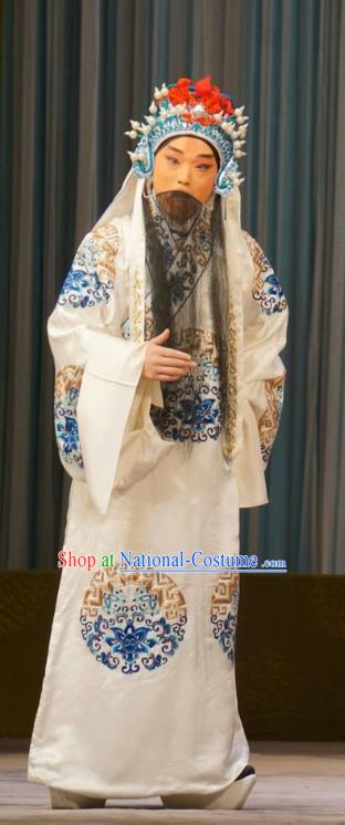 Mu Yang Juan Chinese Peking Opera Elderly Male Zhu Chundeng Apparels Costumes and Headpieces Beijing Opera Official Garment Minister Clothing