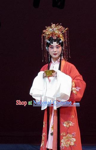 Chinese Beijing Opera Rich Lady Tang Wan Garment Costumes and Hair Accessories Traditional Peking Opera Actress Dress Young Female Apparels