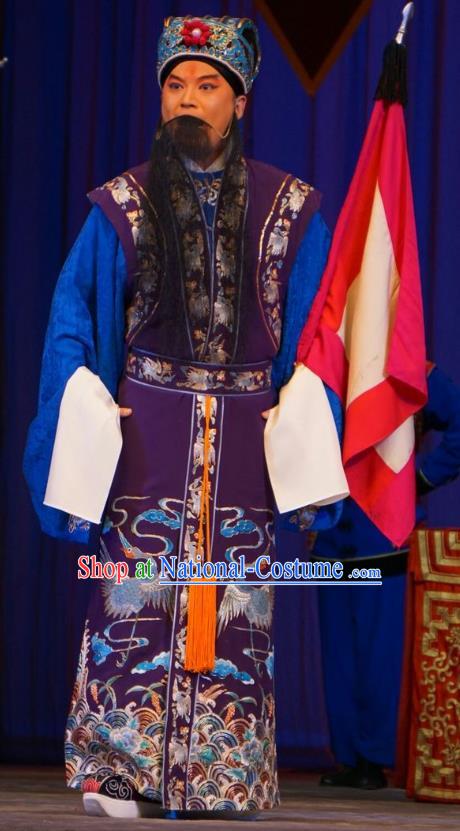 Legend of Xu Mu Chinese Peking Opera Elderly Male Apparels Costumes and Headpieces Beijing Opera Strategist Xu Shu Garment Clothing