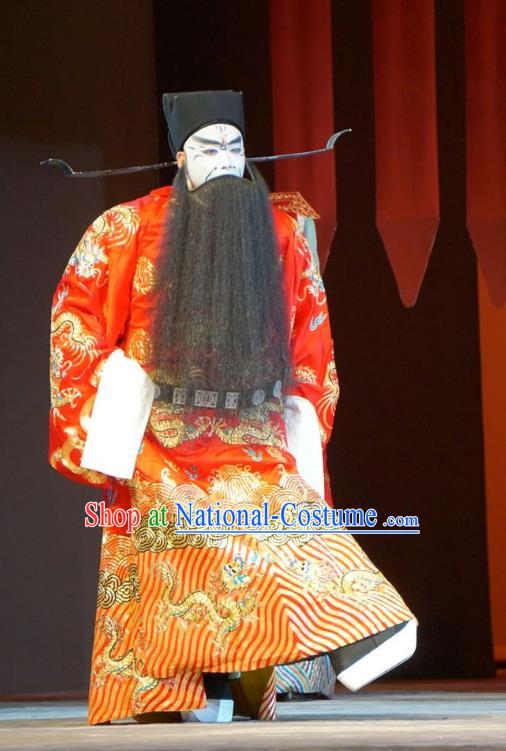 Legend of Xu Mu Chinese Peking Opera Jing Role Apparels Costumes and Headpieces Beijing Opera Prime Minister Garment Official Cao Cao Clothing