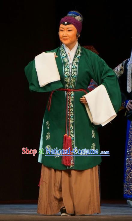 Chinese Beijing Opera Laodan Garment Legend of Xu Mu Costumes and Hair Accessories Traditional Peking Opera Pantaloon Dress Elderly Female Apparels