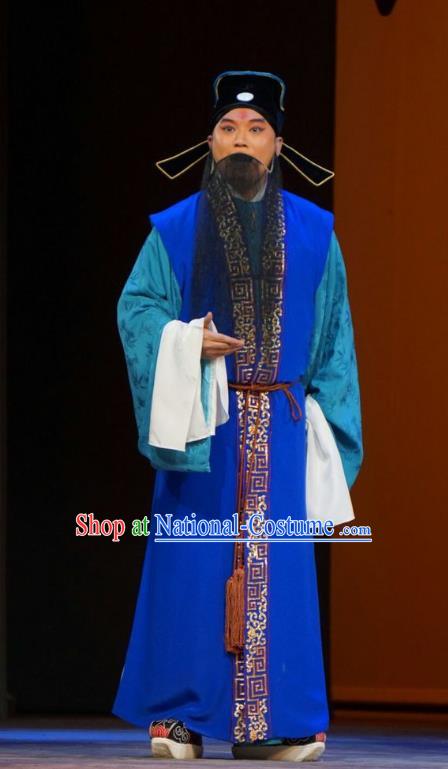 Legend of Xu Mu Chinese Peking Opera Laosheng Apparels Costumes and Headpieces Beijing Opera Elderly Male Garment Military Counsellor Xu Shu Clothing